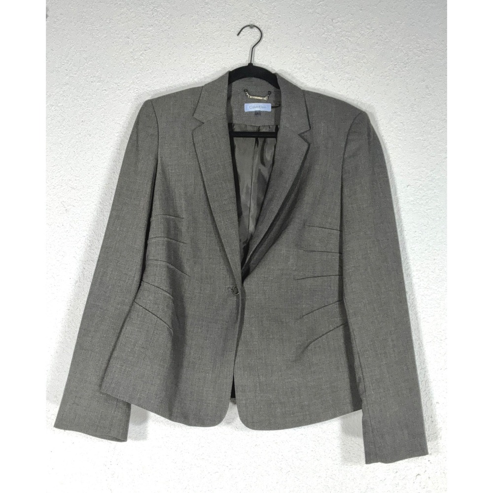 Calvin Klein Grey Blazer - 8- Pleated Side Detail Professional Office Classic